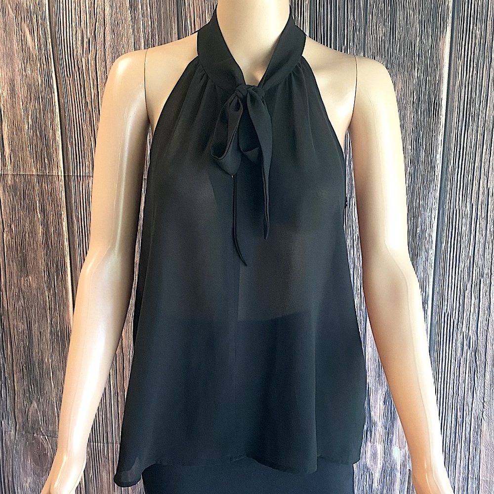 Forever 21 size medium black chiffon fabric sleeveless blouse